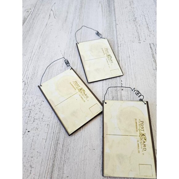 Wooden pumpkin Halloween postcard ornament shabby chic children unique tree cat - Picture 5 of 5